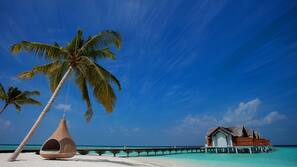 Private beach, white sand, free beach shuttle, sun-loungers