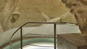 Indoor pool, outdoor pool, pool loungers