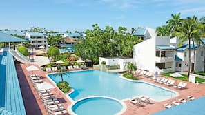 2 outdoor pools, pool umbrellas, sun loungers
