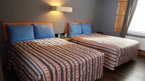 Blackout drapes, iron/ironing board, bed sheets