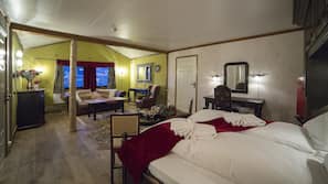 1 bedroom, desk, bed sheets