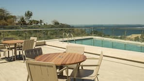 Outdoor pool, sun loungers