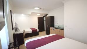 Desk, iron/ironing board, free WiFi, linens