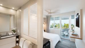 Premium bedding, down comforters, pillowtop beds, in-room safe