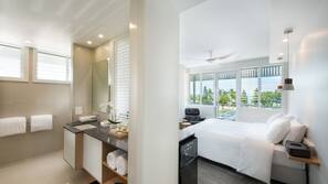Premium bedding, down comforters, pillowtop beds, in-room safe