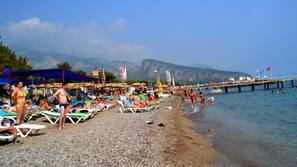Private beach nearby, sun-loungers, beach umbrellas