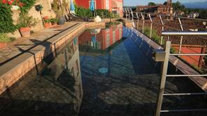 Outdoor pool, sun loungers