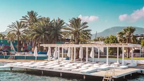 Private beach, sun-loungers, beach umbrellas