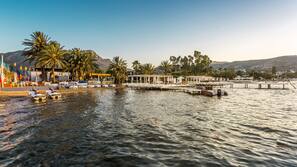 Private beach, sun-loungers, beach umbrellas