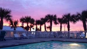 Outdoor pool, open 9:00 AM to 9:00 PM, sun loungers