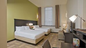 Premium bedding, pillow top beds, in-room safe, desk