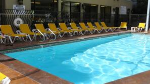 Outdoor pool, pool loungers