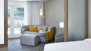 Premium bedding, desk, blackout drapes, iron/ironing board