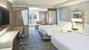 Premium bedding, desk, blackout drapes, iron/ironing board
