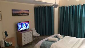 Egyptian cotton sheets, premium bedding, desk, iron/ironing board