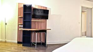 Desk, soundproofing, iron/ironing board, free cribs/infant beds