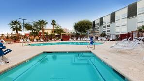 Outdoor pool, sun loungers