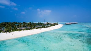 On the beach, white sand, scuba diving, snorkelling
