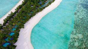 On the beach, white sand, scuba diving, snorkelling