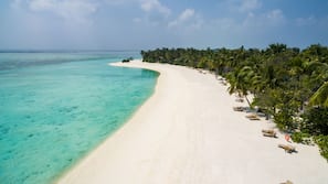 On the beach, white sand, scuba diving, snorkelling