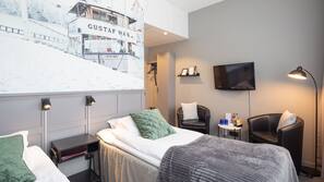 Minibar, mörkläggningsgardiner, gratis barnsängar och extrasängar