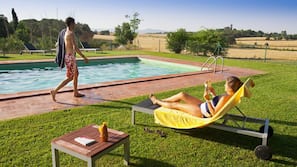 Outdoor pool, pool loungers