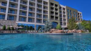 Indoor pool, seasonal outdoor pool, open open 24 hours, pool umbrellas