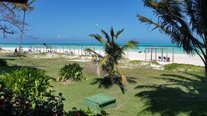 On the beach, white sand
