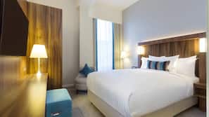 In-room safe, desk, laptop workspace, blackout curtains
