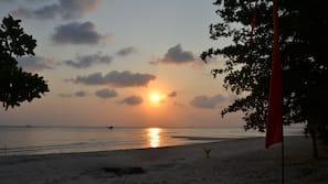 Private beach, sun-loungers, beach towels, snorkelling