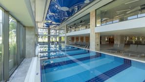 Indoor pool, 2 outdoor pools, pool umbrellas, pool loungers