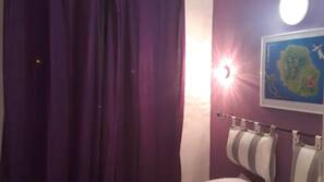 Blackout curtains, linens, wheelchair access