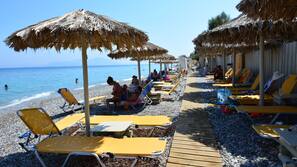 Private beach, sun-loungers, beach umbrellas, beach bar
