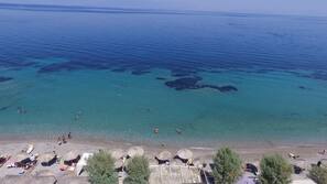 Private beach, sun-loungers, beach umbrellas, beach bar