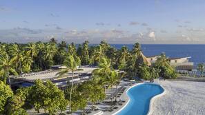 2 outdoor pools, pool umbrellas, pool loungers