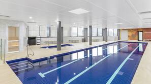 Indoor pool, outdoor pool, open 6:00 AM to 10 PM, sun loungers