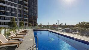Indoor pool, outdoor pool, open 6:00 AM to 10 PM, sun loungers