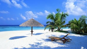 Plage, sable blanc, serviettes de plage