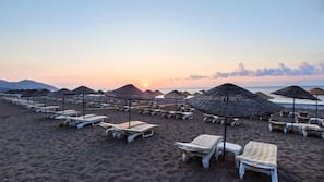Private beach nearby, sun-loungers, beach umbrellas, beach bar
