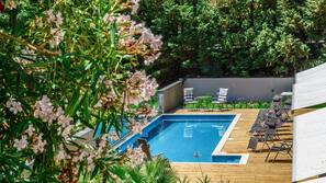 Outdoor pool, pool loungers