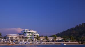 On the beach, free beach cabanas, sun loungers, beach umbrellas