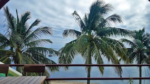 On the beach, sun loungers, beach towels