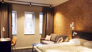 Hypo-allergenic bedding, desk, laptop workspace, soundproofing