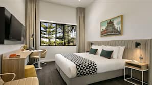 Premium bedding, pillow top beds, in-room safe, desk