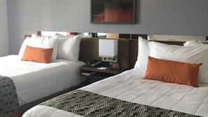 Desk, blackout curtains, soundproofing, free cots/infant beds