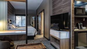 Premium bedding, desk, blackout drapes, iron/ironing board