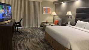 Premium bedding, desk, blackout drapes, iron/ironing board