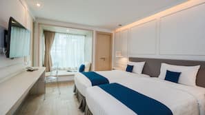 In-room safe, desk, blackout curtains, soundproofing