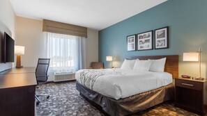 Premium bedding, desk, iron/ironing board, free cribs/infant beds