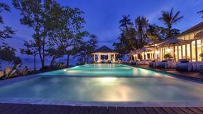 Outdoor pool, pool umbrellas